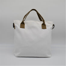 Load image into Gallery viewer, Pockets  Cotton Canvas TOTE Bag WHITE-OLIVE
