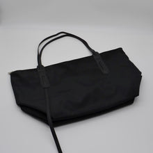 Load image into Gallery viewer, Soft Leather Trim Medium Lightweight Nylon Tote BLACK
