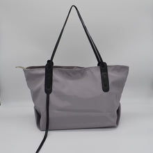 Load image into Gallery viewer, Soft Leather Trim Medium Lightweight Nylon Tote GREY

