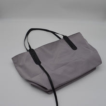 Load image into Gallery viewer, Soft Leather Trim Medium Lightweight Nylon Tote GREY

