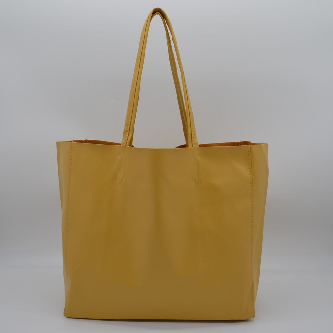 Soft Leather Unstructured Tote Bag Lemon